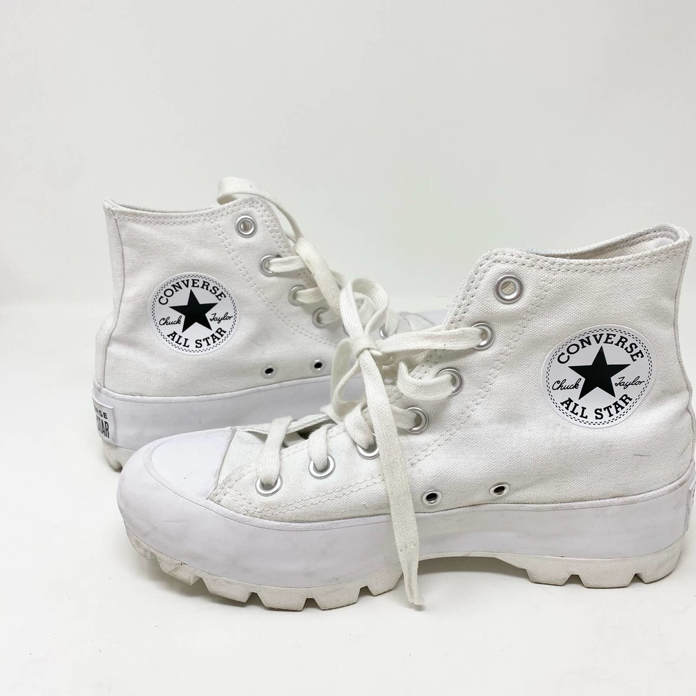 Star Lugged Platform High Top All White Converse Platform White